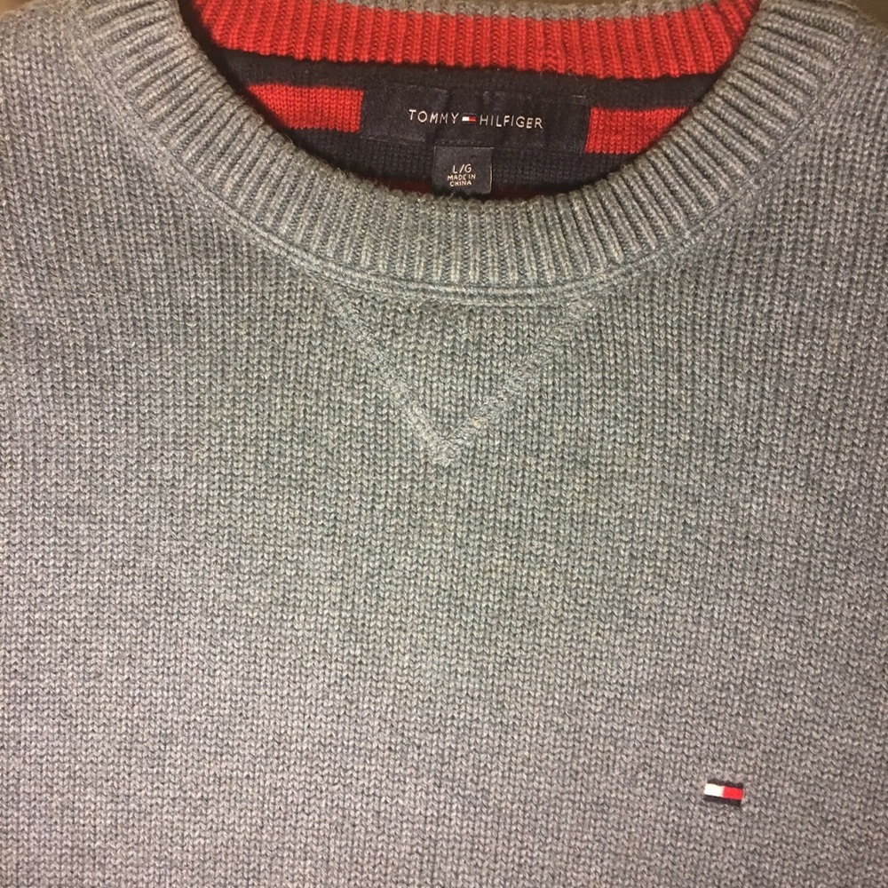 Tommy Hilfiger blue crewneck sweater.